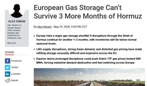 European Gas Storage Can’t Survive 3 More Months of Hormuz OilPrice